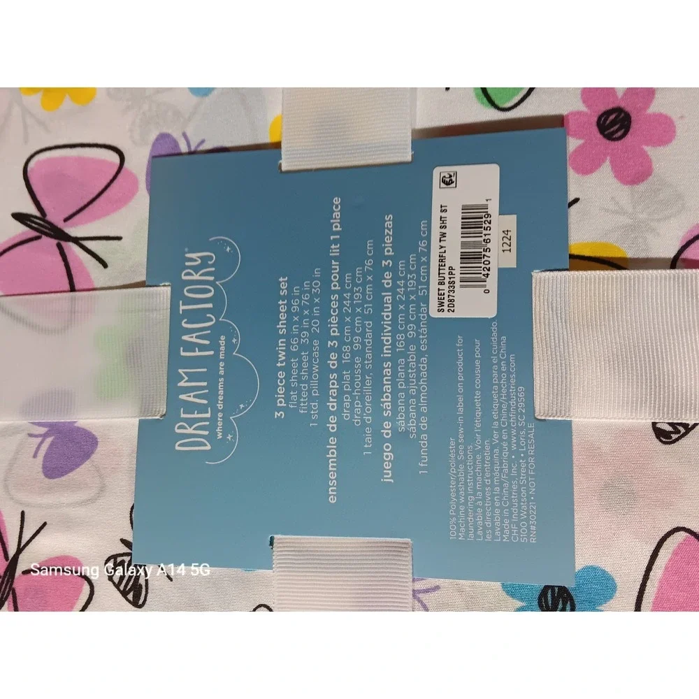 DREAM FACTORY Twin Sheet Set Sweet Butterfly Floral Ultra Soft Microfiber NEW